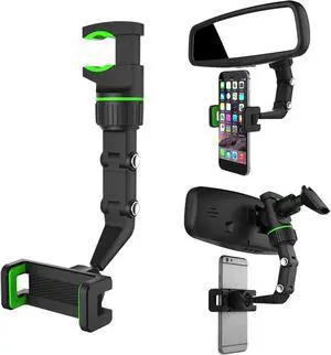 360° Car Rearview Mirror Mount Stand Holder for Cell Phone and GPS 2023 New Universal Adjustable Phone Holder Can Be Fixed and Adjusted Automobile Cradles Suitable for All Phone Models