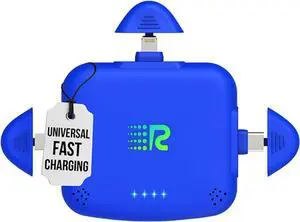 Universe 3 in 1 Portable Charger  3300mah 2.4A High-Speed Fast Charging Compatible with iPhone and Android Lightning Type C Micro-USB Charges 3 Devices at a Time Pre-Charged RC33 Blue