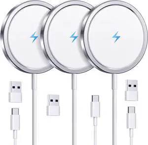 2025 Latest Magnetic Wireless Charger for iPhone: Mag Safe Charger Fast Charging Pad Compatible with iPhone 16 15 14 13 12 Pro Max Plus & Airpods 2 3 4Pro(3 Pack)