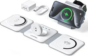 3 in 1 Charging Station for Multple Devices Foldable 3 in 1 Wireless Charger for Travel Nano Wireless Charging Station for iPhone16 15 14 13 12 Pro Max/Watch 10 9 8 7 6 5 4 3 Ultra/AirPod Pro