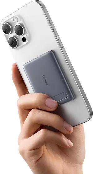 Picogo Power Bank Smallest 5000mAh Magnetic Portable Charger with Stand Qi2 Certified 15W Ultra-Mini MagSafe Battery Pack Alloy Wireless Travel Fast Charger for iPhone 16/15/14/13/12 Series