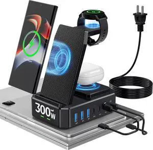 Wireless Charger for  300W 10 in 1 Wireless Charging Station 65W USB C Fast Charging Stand for  S25 Ultra/S24/S23/S22/Note 20 Galaxy Watch Ultra7/6/5 Galaxy Buds(Not for  Watch)