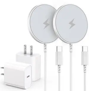 Magnetic Wireless Charger for iPhone 2Pack 6.6FT  Mag-Safe Charger Wireless Charging Magnetic Cable with USB C Fast Charging Block for iPhone 16/16 Pro/Pro Max/15/14/13/12/Plus AirPods 3/2/Pro 2