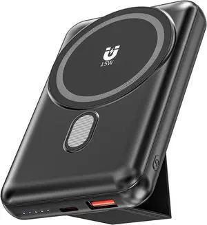 Magnetic Power Bank 10000mAh, Wireless Portable Charger with Stand, 15W Fast Charging Magnetic Battery Pack w/USB-C, Compatible with Magsafe iPhone 15/15 Plus/15 Pro/15 Pro Max, iPhone 14/13/12 Series
