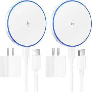 MagSafe Charger 2 Pack 15W Magnetic Wireless Charger Fast Charging Pad with 20W Adapter and 6FT Cables for iPhone 16/15/14/13/12 Series/AirPods 3/2/Pro  MagSafe Chargers for Travel/Office/Home