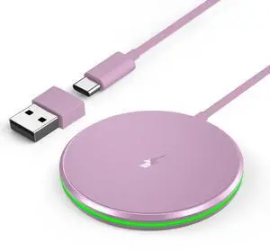 Magnetic Wireless Charger 15W Ultra-Fast  Mag-Safe Charger for iPhone 16/16 Pro/16 Plus/16 Pro Max/15/14/13/12 Series Magnet Charging Pad with Sleep-Friendly Ligh for AirPods 3/2/ProPink
