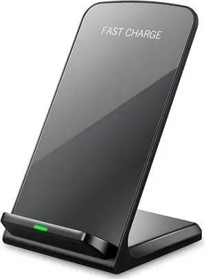 Android Wireless Cell Phone Charging Station 15W Fast - Qi-Certified Charger Stand for  Galaxy Google Pixel Motorola Razr OnePlus Ulefone (Black)