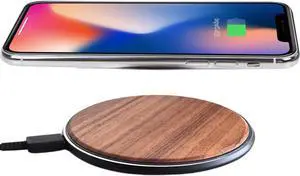 15W Wooden Wireless Charger | Stylish Design Qi Wireless Charger Station | USB Type C Cable | Compatible for iPhone 15 14 13 Pro MAX X Plus  Galaxy Ultra Airpods