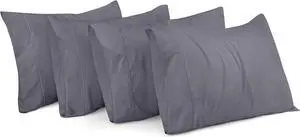 Queen Pillow Cases - 4 Pack - Envelope Closure - Soft Brushed Microfiber Fabric - Shrinkage and Fade Resistant Pillow Covers Queen Size 20 X 30 Inches (Queen Grey)