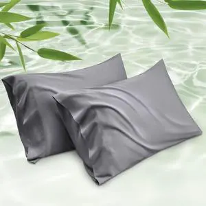 Cooling Pillow Cases Queen Size Set of 2 Rayon Derived from Bamboo Cooling Pillowcases for Hot Sleepers Cool Pillow Covers with Envelope Closure Gifts Dark Grey 20x30 Inches 2pcs