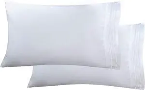 Luxury Ultra-Soft 2-Piece Pillowcase Set - 1500 Premium Hotel Quality Microfiber Double Brushed - Wrinkle Resistant King Size White
