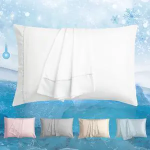 Cooling Pillow Cases Set of 2 King Size Cool Pillowcases for Hair Skin and Hot Sleepers Soft Silky Summer Pillow Cover with Envelope Closure White 20x40