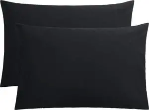 Microfiber Pillow Cases Queen Size Set of 2 Soft Pillowcases with Envelope Closure Wrinkle Resistant Pillow Covers 20x30 Black
