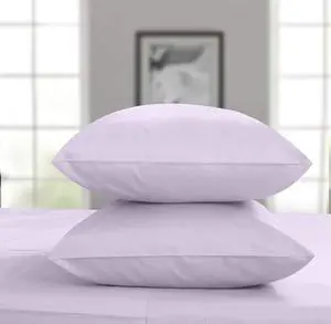 Queen Pillowcases - Certified 100% Egyptian Cotton 2 Piece Pillow Cover Set 400 Thread Count Sateen Weave Comfortable ELS Combed Cotton Solid Lilac Soft Pillow Cases