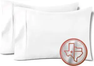 100% Egyptian Cotton Pillow Cases Set of 2 600 Thread Count White Standard/Queen Pillowcase for Sleeping Soft Silky Sateen Weave Bed Pillow Cover Extra Long Staple Pillowcases