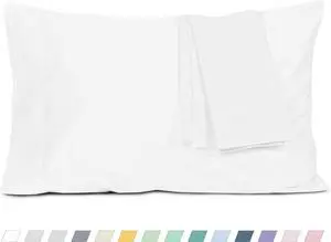 Pillow Cases Standard Queen Size Cotton Percale Weave Pillowcases Pre-Shrunk Breathable and Hypoallergenic Pillowcases Set of 2 (2 Piece Standard/Queen 20 Inch x 30 Inch White)