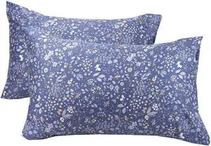 Blue Standard Size Pillowcase Set of 2 100% Long Staple Pure Cotton Envelope Closure Pillow Cover 20×30 Inch