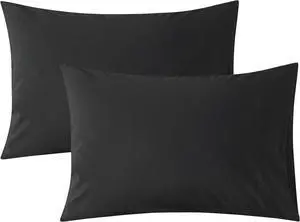 Queen Size Pillowcases Set of 2 20x30 Cotton Pillow Case with Envelope Closure Soft & Breathable Pillow Covers for Bed Black
