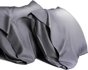 Cooling Queen Pillow Cases Set of 2 Breathable Cool Silky Soft Rayon Derived from Bamboo Fabric Moisture Wicking for Hot Sleepers Hair and Skin Friendly Dark Grey 2 Pack 20x30IN
