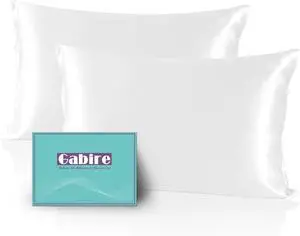 Mulberry Silk Pillow Cases Set of 2 Both Sides Real Silk Pillowcase for Hair and Skin Prevent Acne Pillowcase Organic Silk Pillowcases 2 Pack with Hidden Zipper White Standard (20×26)