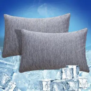 Cooling Pillow Cases Zipper Pillow Covers Q-Max > 0.45 Zippered Pillowcases for Hot Sleepers Soft Breathable Skin-Friendly 2 Pack (Standard 20 x 26 Grey)