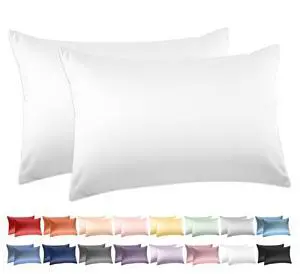 100% Cotton Pillow Cases Queen Size Set of 2 600 Thread Count Cotton Queen Pillowcases White Pillow Cases Set of 2 with Envelop Closure 20x30 Inches