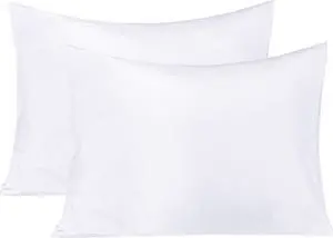 Microfiber Standard Pillowcases Set of 2 Soft Wrinkle Resistant and Easy Care Pillow Cases (No Pillows) with Envelope Closure for Kids 20x26 inches White