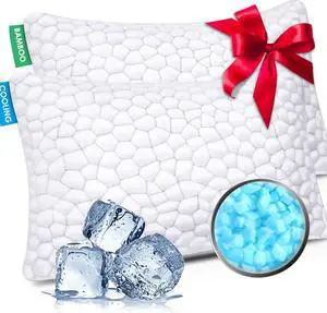 Cooling Bed Pillows for Sleeping 2 Pack Shredded Memory Foam Pillows Queen Size Set of 2 Adjustable Cool Pillow for Side Back Stomach Sleepers Luxury firm Gel Pillows for Neck Pain Relief