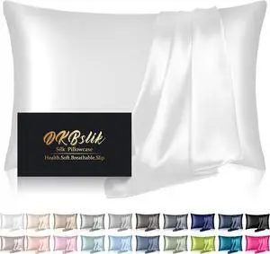 Silk Pillowcase for Hair and Skin Mulberry Silk Pillow Cases King Size Anti Acne Cooling Sleep Both Sides Natural Silk Satin Pillow Case Covers with Hidden Zipper Gifts for Women Men White