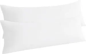 Body Pillow Cases Set of 2 2 Pack Brushed Microfiber 20x54 Pillow Cases Soft Wrinkle Fade Stain Resistant White Pillow Cases with Envelope Closure 20x54 Inches White