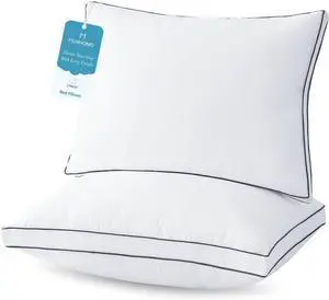 Bed Pillows Queen Size Set of 2 Hotel Collection Sleeping Pillows 2 Pack for Side and Back Sleepers Down Alternative Plump Filling 20 x 30 Inches