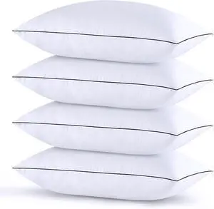Pillows Standard Size Set of 4 Bed Pillows Set of 4 Down Alternative Luxury Hotel Pillows for Sleeping and for Side and Back Sleepers