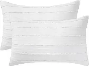 Standard Size Pillow Shams Set of 2 Ultra Soft Breathable 20 x 26 Inches Pillow Case Envelope Closure Microfiber Farmhouse Bed Pillowcases for Easy Care White