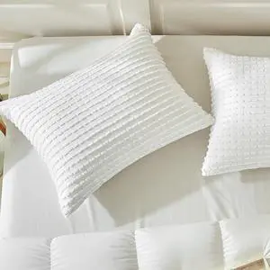 White Pillow Covers Queen Standard Pillow Cases Soft Microfiber Pillow Cases Set of 2 Boho Textured Pillowcase with Envelope Closure(White Queen/Standard 20x26 Inches)