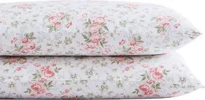 Home - Standard Pillowcase Set Cotton Sateen Bedding Smooth & Wrinkle-Resistant (Lilian Coral 2 Piece)