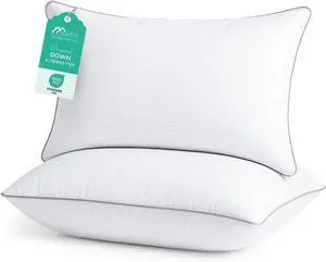 King Size Pillows Set of 2 Bed Pillows for Side Back and Stomach Sleepers - Oeko-Tex Certified Supportive Down Alternative Plump Filling - Hotel Quality and Machine Washable 2 Pack