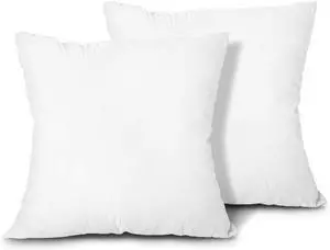 Throw Pillow Inserts Set of 2 Lightweight Down Alternative Polyester Pillow Couch Cushion Sham Stuffer Machine Washable. (White 18x18)