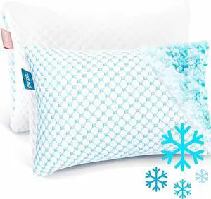 Cooling Pillow for Sleeping 2 Pack Luxury Shredded Memory Foam Pillows Queen Size Set of 2 Adjustable Cold Gel Pillows for Hot Sleepers Supportive Cool Pillow for Side Back Stomach Sleepers
