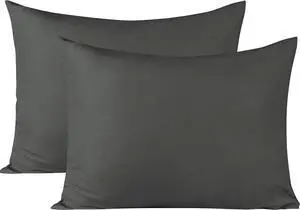 Microfiber Standard Pillowcases Set of 2 Soft Wrinkle Resistant and Easy Care Pillow Cases with Envelope Closure for Kids 20x26 inches Dark Grey
