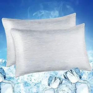 Cooling Pillow Cases 2 Pack Arc-Chill Q-Max>0.5 Cool Pillowcases with Double-Side Design Anti-Static Skin-Friendly Machine Washable Hidden Zipper Pillow Cases (20x26)-Gray
