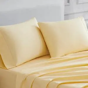 Luxury Cotton 400 Thread Count Ultimate Cotton Percale Standard Pillowcases Set of 2 Lt Yellow