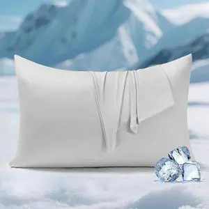 Cooling Pillow Cases for Hot Sleepers Clean Fabric Silver Infused Cooling Pillowcase Q-Max>0.5 Soft Pillow Cases for Hair & Skin Zipper Pillow Cases Set of 2 Gray (Standard 20 x 60)