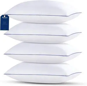Pillows Standard Size Set of 4 Hotel Collection Bed Pillow for Sleeping Pillows 4 Pack for Back Stomach or Side Sleepers Soft and Supportive Washable Pillow for Bedroom