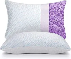 Cooling Pillows Queen Size Set of 2 Memory Foam Pillows with Zipper Adjustable Firmness for Sleeping Cool Cold Pillow to Hot Side Back and Stomach Sleepers 2 Pack 20x30