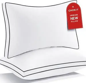 Premium Pillows Queen Size Set of 2 Fluffy and Supportive 7D Down Alternative Bed Pillows Luxury Soft Hotel Quality Gusseted Pillow for Side Back Stomach Sleepers Relief Neck Head and Shoulder Pain