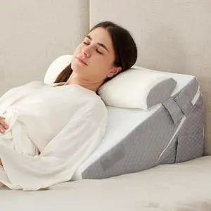 3PCS Wedge Pillow Set for After Surgery Wedge Pillow Headboard Adjustable 9&12 Inch Sleeping Wedge Acid Reflux Orthopedic Pillow Wedge for Back Pain Relief Gerd White/Grey