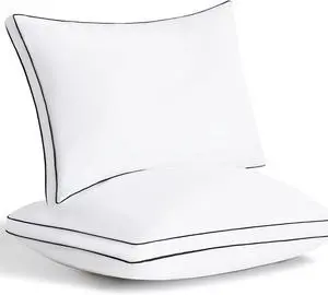 Pillows Queen Size Set of 2 Soft and Supportive 3D Down Alternative Bed Pillow for Sleeping 2 Pack White Luxury Hotel Quality Gusseted Bedding Pillow for Back Stomach or Side Sleepers 18x28