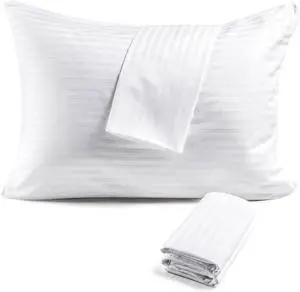 600TC 100% Cotton Pillow Protectors King Size (20x36) 2 Pack Oeko-TEX Certified Hotel Grade Pillow Cover with Silent Zipper Zip Up Pillow Cases White