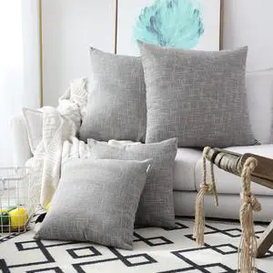 Kevin Textile Decorative Linen Throw Pillow Covers Cushion Case New 2 Tone Star Boho Farmhouse Pillowcases Decorative Cushion Covers for Couch Bed Sofa(26 x 26 Inch Grey) Set of 2