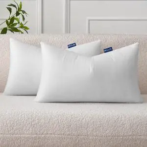 Set of 2 Throw Pillow Inserts 12x20 Inches Nowoven Decorative Pillow Inserts for Living Room
